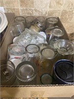 Box of glasses ,corningware cups and more