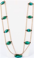 Jewelry Malachite Sterling & Gold Filled Necklace