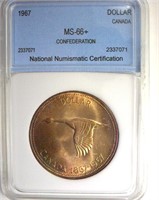 1967 Dollar NNC MS66+ Confederation