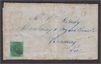 US Stamps #20L7 used on folded letter to Reading,
