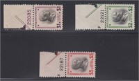 US Stamps #832-834 Mint NH (hinged in selvege) wit