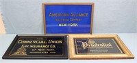 (3) Vintage Glass Insurance Advertising Signs