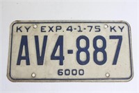 1975 Kentucky Truck 6000 License Plate