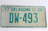 1977 Oklahoma Licence Plate