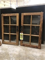 Pair Antique wood/glass cabinet doors