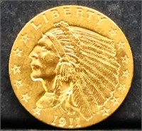 1911 Indian head $2.5 gold coin