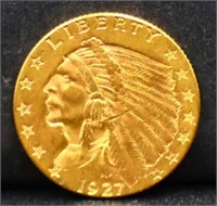 1927 2.50 Indian Head Gold Coin