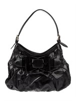 Gucci Black Patent Leather Bow Accents Hobo