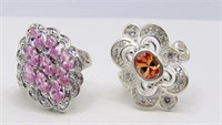 ORANGE & PINK GEMSTONE STATEMENT RINGS