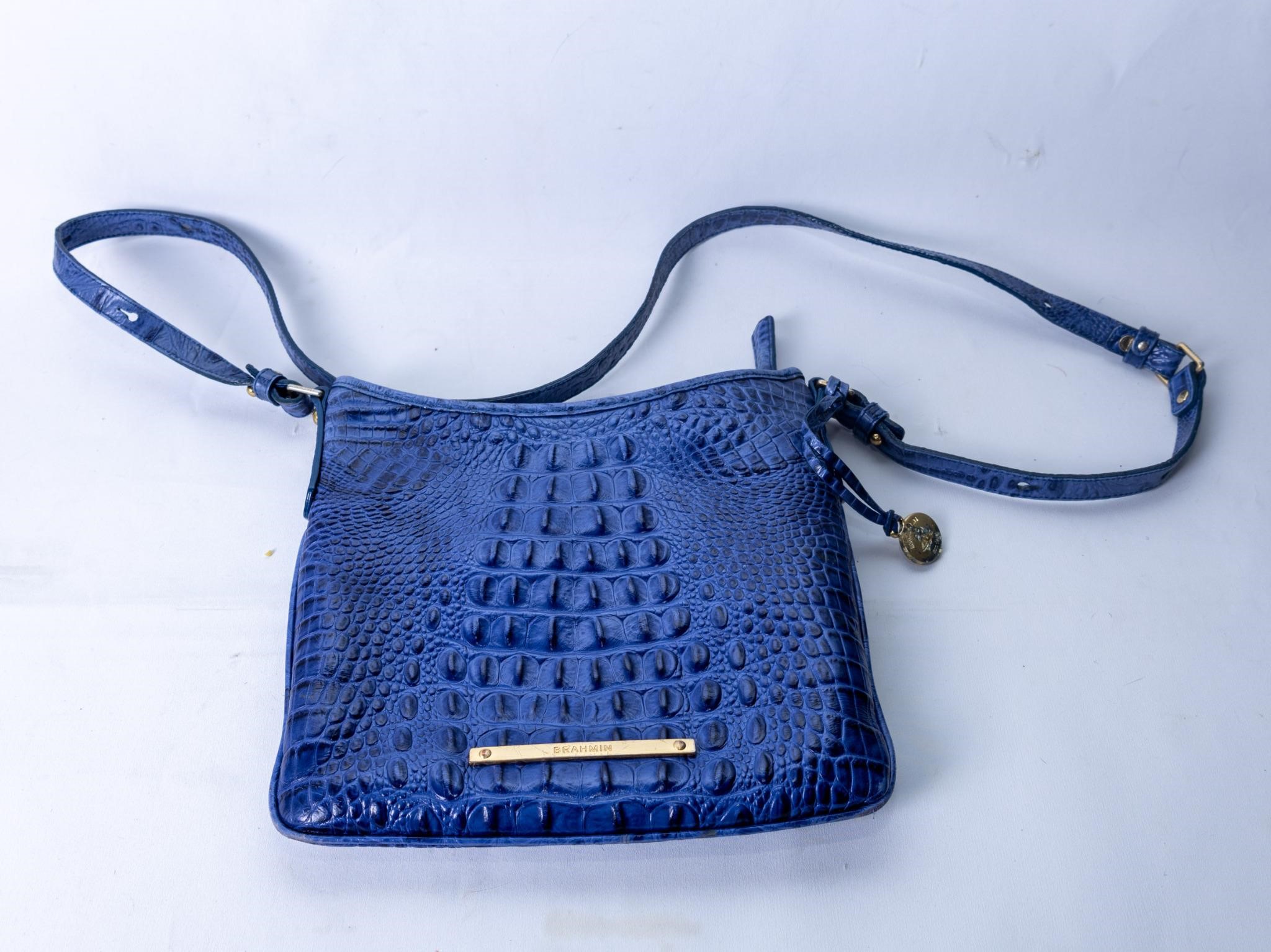 Brahmin blue leather handbag