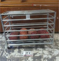 Rolling Ball Cage With 8 Basketballs (2 Wheels)