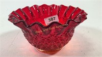 Red glass Daisy Bow bowl