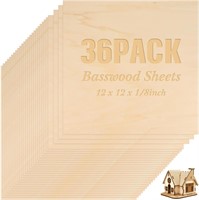 Basswood Sheets 36 Pack  12x12x1/8 Inch