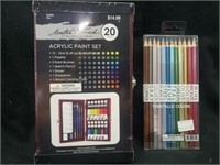 Paint set & colored pencils