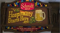 Schmidt Beer Hospitality Starts Here Lighted