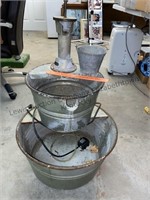 32”H Galvanized tub electric yard fountain and