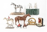 Lot of Metal Horse Figures, Bookends, Etc.