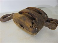 Old Wood Double Pulley