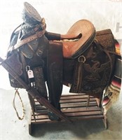 Ornate Mexican Saddle and Matching Sword