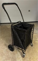 Folding shopping cart on wheels