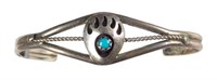Sterling Silver Turquoise Bear Claw Baby Cuff