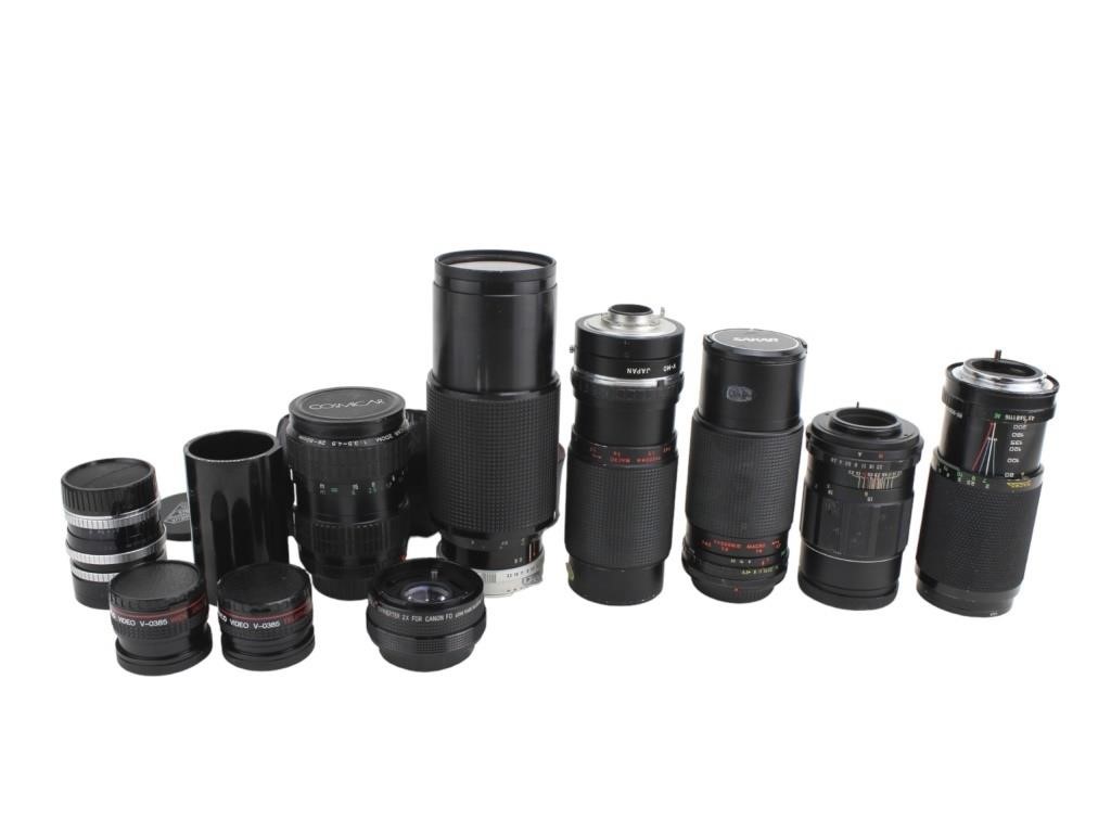 ELEVEN VARIOUS PHOTOGRAPHIC LENSES