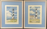 Pair NC Lighthouse Art Prints