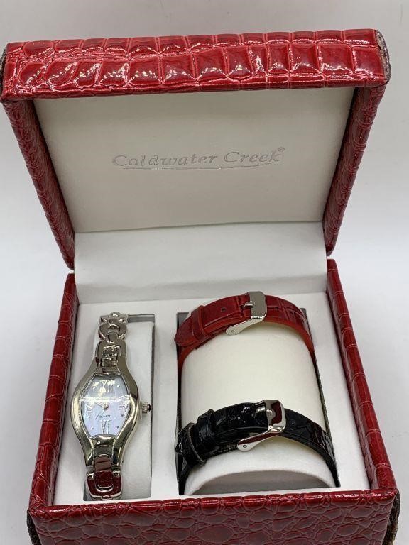 COLDWATER CREEK MOP WATCH W/EXTRA BANDS