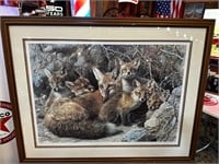 43 x 34” Framed Carl Benders Fox Family Print