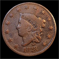 1828 Coronet Matron Head Large Cent - Fine