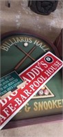 Lot with billards wall decorations/signs