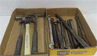 2 Trays of Hammers, Chisels, Wrenches