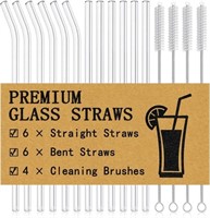 (N) PitenoÂ® 16-Pack Reusable Glass Straws, Clear