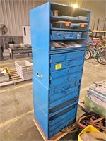 PARTS CABINET WITH SOME RIVETS, SPLIT NUTS,