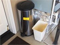 (1) STAINLESS STEEL TRASH CAN & (1) PLASTIC TRASH