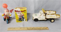 Toy Lot: Tin Santa & Rabbit, Vintage Dump Truck