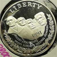 1991 Silver Dollar Proof Mount Rushmore