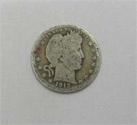 1912 Barber .90% Silver Quarter