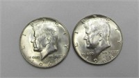 2 1968-D Kennedy Half Dollars