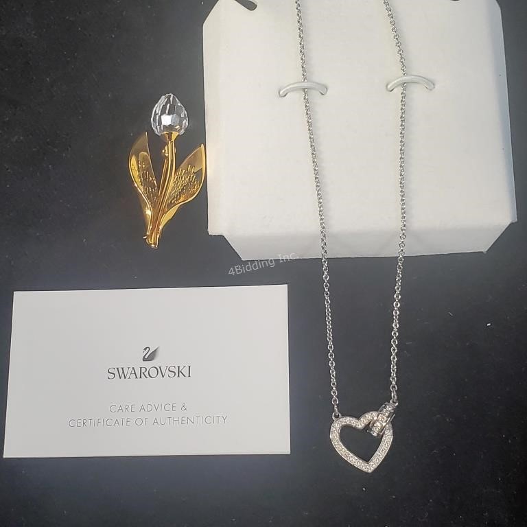 Swarovski Heart Necklace & Tulip Pin  - XB