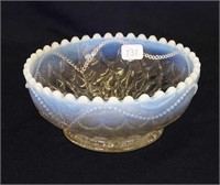 Fishscale & Beads deep round bowl - white opal