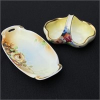 Two Hand-Painted Noritake Candy Dishes