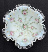 Hand-Painted Fluted Crested Dish