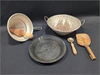 Vintage strainers, cooking utensils