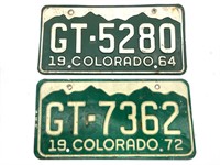 1964 and 1972 Colorado License Plates