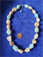 Rough Cut Blue & White Stone Necklace