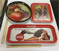 3 Coca-Cola serving trays