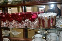 26 Pcs Cranberry Glassware