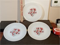 3 Fire King Primrose 9" dinner plates