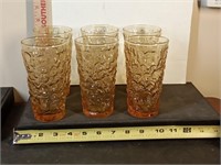 6 Hocking Honey Amber Lido 5.5" tumblers